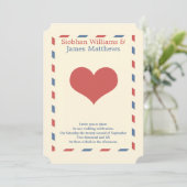 Airmail Border Love Heart Wedding Kaart (Staand voorkant)