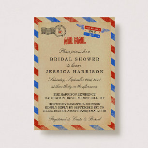  Airmail Bridal Shower-uitnodigingen Kaart