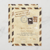 Airmail Card Sla de datum op Save The Date (Voorkant / Achterkant)