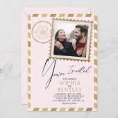 Airmail Design Wedding Invitation Kaart (Voorkant / Achterkant)