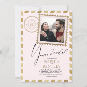 Airmail Design Wedding Invitation Kaart