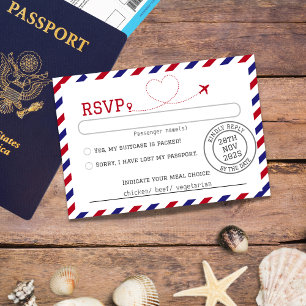Airmail Destination Wedding RSVP Kaartje