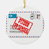 Airmail envelop retourneren naar afzender keramisch ornament (Voorkant)