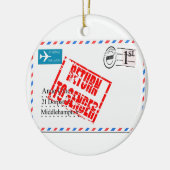 Airmail envelop retourneren naar afzender keramisch ornament (Links)