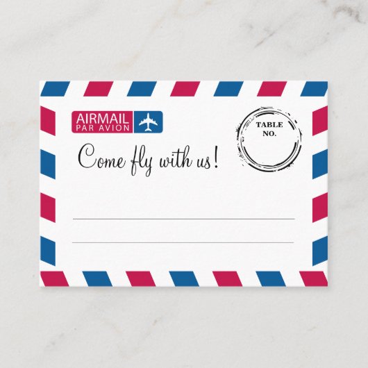 Airmail Escort Seating Kaart Wedding Plaatskaartje (Voorkant)