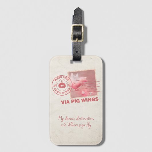 Airmail Flying Pig Postage Luggage Tag Bagagelabel (Voorkant (verticaal))