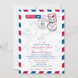 Airmail Heart Ierland en Griekenland Huwelijk Kaart