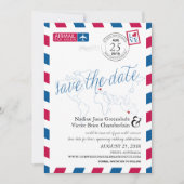 Airmail Heart Italy en Austraila Save the Date (Voorkant)
