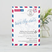 Airmail Heart Italy en Austraila Save the Date (Staand voorkant)