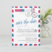 Airmail Heart Los Angeles en France Save the Date (Staand voorkant)