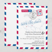 Airmail Heart New Jersey en France Save the Date (Voorkant / Achterkant)