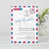 Airmail Heart New York en Colombia Save the Date (Staand voorkant)