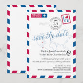 Airmail Heart New York en Colombia Save the Date (Voorkant / Achterkant)