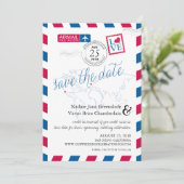 Airmail Heart New York en Italië Save the Date (Staand voorkant)