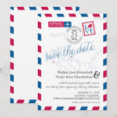 Airmail Heart New York en Italië Save the Date (Voorkant / Achterkant)