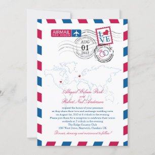 Airmail Heart UK en Missouri Verenigde Staten Trou Kaart