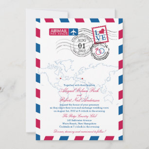 Airmail Heart USA en Macedonië Wedding Kaart