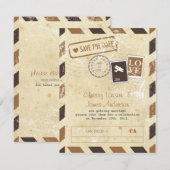 Airmail Invitation Card Save The Date (Voorkant / Achterkant)