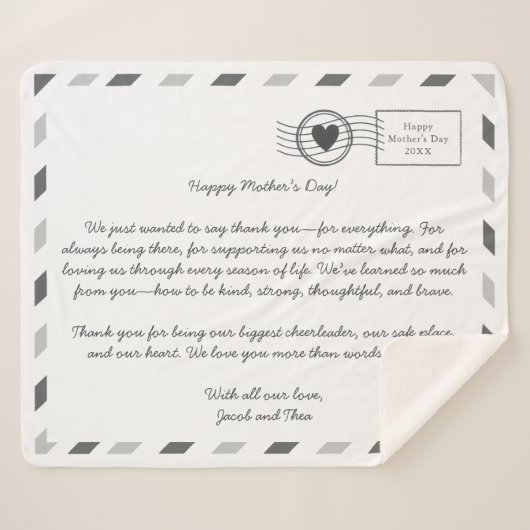 Airmail liefdesbrief aan mama sherpa deken (Voorkant (horizontaal))