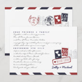 Airmail Love Letter Persoonlijke Notitie Uitnodigi Kaart (Voorkant / Achterkant)