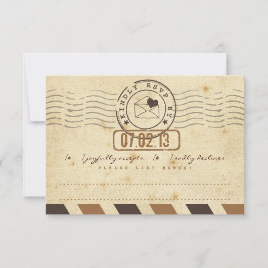Airmail Love Letter Weddenrenkaart RSVP Kaartje (Voorkant)