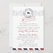 Airmail Love Letter Wedding Invitation Kaart (Voorkant)