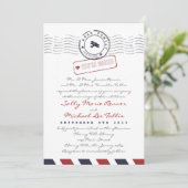 Airmail Love Letter Wedding Invitation Kaart (Staand voorkant)