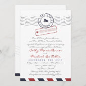 Airmail Love Letter Wedding Invitation Kaart (Voorkant / Achterkant)