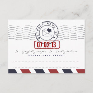 Airmail Love Letter Weduwend Response Card RSVP Kaartje