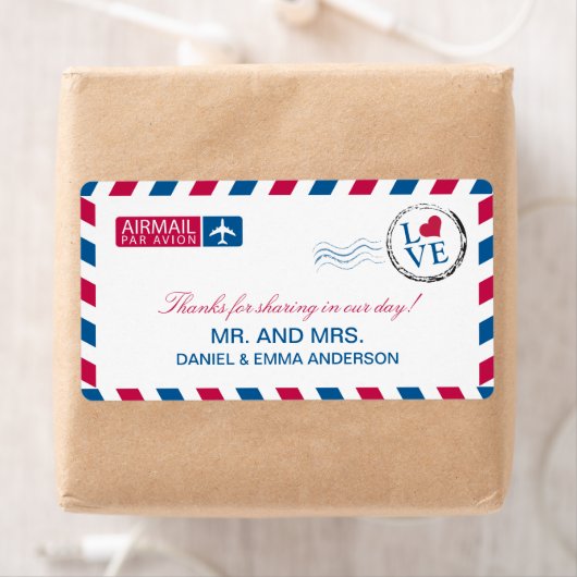 Airmail Love Wedding Hartelijk dank Etiket (Insitu)