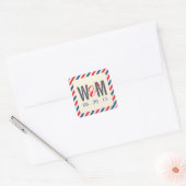 Airmail Monogram Bruiloft Favor Sticker (Envelop)