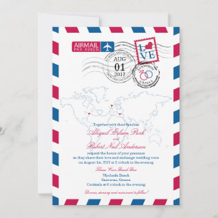 Airmail New York, Scotland en Greece Wedding Kaart