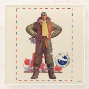Airmail Pilot Glazen Onderzetter