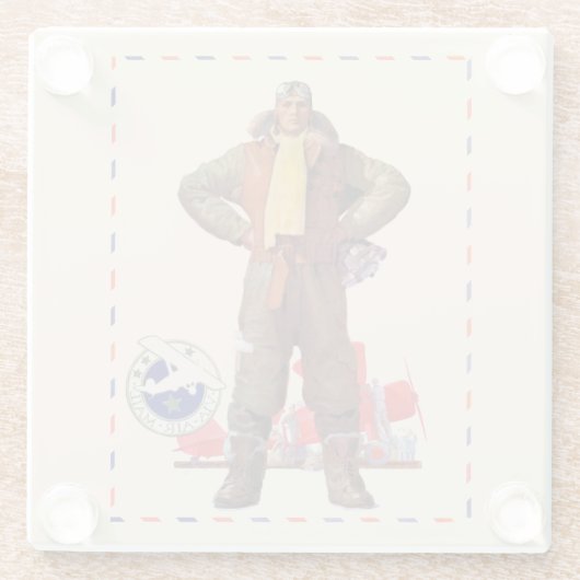 Airmail Pilot Glazen Onderzetter (Achterkant)