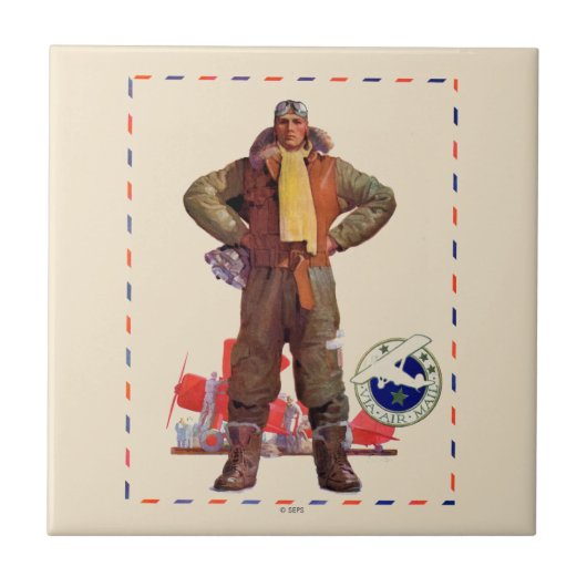 Airmail Pilot Tegeltje (Voorkant)