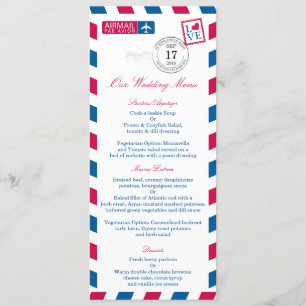 Airmail Red Blue Stripes Weddenschap Menu