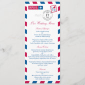 Airmail Red Blue Stripes Wedding Menu (Voorkant)