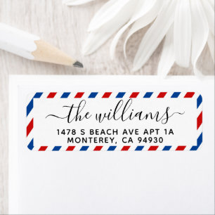 Airmail Return Address Label Weduwen Familielabel