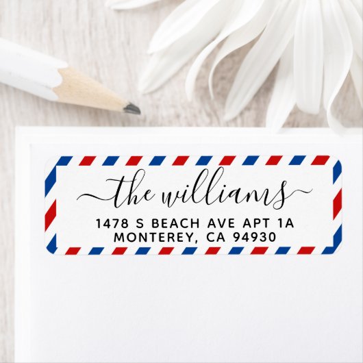 Airmail Return Address Label Weduwen Familielabel (Insitu)
