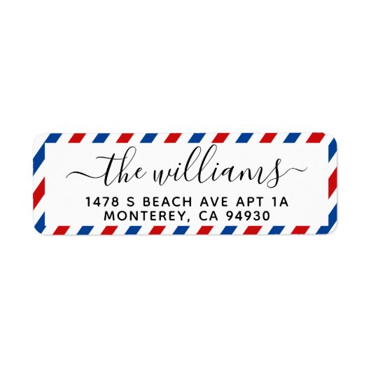 Airmail Return Address Label Weduwen Familielabel (Voorkant)