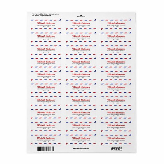 Airmail Return Address Labels (Full Sheet)