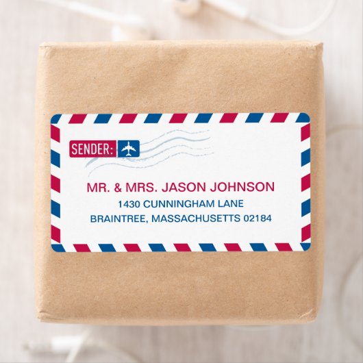 Airmail RETURN ADRES-mailadres Etiket (Insitu)