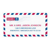 Airmail RETURN ADRES-mailadres Etiket (Voorkant)