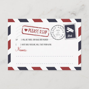 Airmail RSVP-kaart RSVP Kaartje