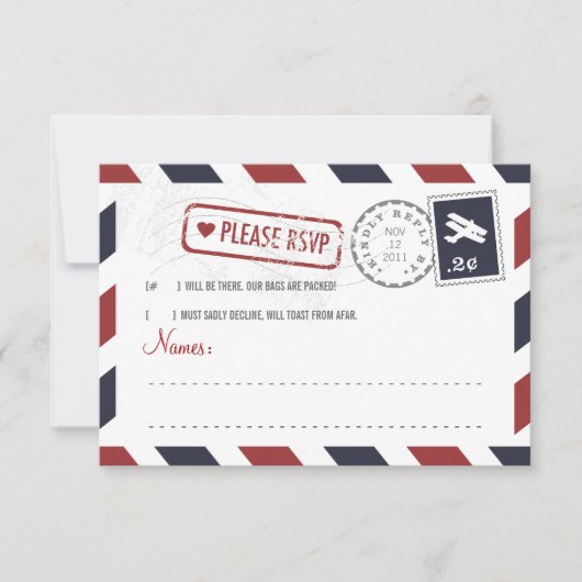Airmail RSVP-kaart RSVP Kaartje (Voorkant)