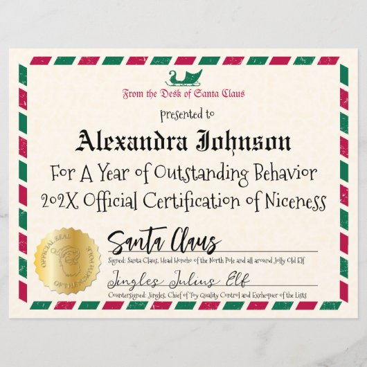  Airmail Santa Claus Nice Certificaat (Voorkant)