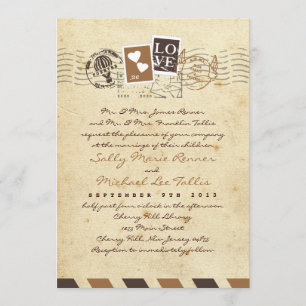 Airmail Stamps Love Letter Uitnodiging