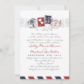 Airmail Stamps Love Letter Weduwen Uitnodiging (Voorkant)