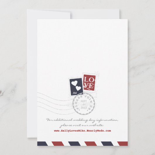 Airmail Stamps Love Letter Weduwen Uitnodiging (Achterkant)