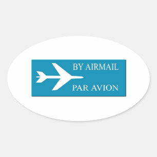 Airmail sticker, effect ovale sticker